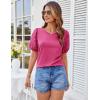 imageGRACE KARIN Short Sleeve Casual Tops for Women Dressy Summer Crewneck Puff Loose Fit Eyelet Top Light Work Blouses ShirtsHot Pink