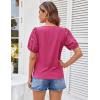imageGRACE KARIN Short Sleeve Casual Tops for Women Dressy Summer Crewneck Puff Loose Fit Eyelet Top Light Work Blouses ShirtsHot Pink