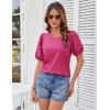 imageGRACE KARIN Short Sleeve Casual Tops for Women Dressy Summer Crewneck Puff Loose Fit Eyelet Top Light Work Blouses ShirtsHot Pink