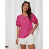 imageGRACE KARIN Short Sleeve Casual Tops for Women Dressy Summer Crewneck Puff Loose Fit Eyelet Top Light Work Blouses ShirtsHot Pink