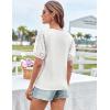 imageGRACE KARIN Short Sleeve Casual Tops for Women Dressy Summer Crewneck Puff Loose Fit Eyelet Top Light Work Blouses ShirtsIvory
