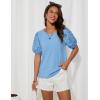imageGRACE KARIN Short Sleeve Casual Tops for Women Dressy Summer Crewneck Puff Loose Fit Eyelet Top Light Work Blouses ShirtsLight Blue