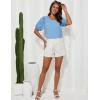imageGRACE KARIN Short Sleeve Casual Tops for Women Dressy Summer Crewneck Puff Loose Fit Eyelet Top Light Work Blouses ShirtsLight Blue