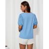 imageGRACE KARIN Short Sleeve Casual Tops for Women Dressy Summer Crewneck Puff Loose Fit Eyelet Top Light Work Blouses ShirtsLight Blue