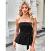 imageGRACE KARIN Tube Tops for Women 2025 Summer Trendy Backless Going Out Tops Waist Tie Peplum Bandeau ShirtsBlack