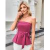 imageGRACE KARIN Tube Tops for Women 2025 Summer Trendy Backless Going Out Tops Waist Tie Peplum Bandeau ShirtsHot Pink