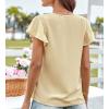 imageGRACE KARIN Womens Summer Dressy Casual Tops Ruffle Short Sleeve V Neck Loose Solid Tunic Blouses 2025 TrendyApricot