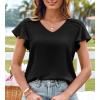 imageGRACE KARIN Womens Summer Dressy Casual Tops Ruffle Short Sleeve V Neck Loose Solid Tunic Blouses 2025 TrendyBlack