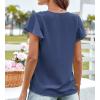 imageGRACE KARIN Womens Summer Dressy Casual Tops Ruffle Short Sleeve V Neck Loose Solid Tunic Blouses 2025 TrendyGray Blue