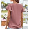 imageGRACE KARIN Womens Summer Dressy Casual Tops Ruffle Short Sleeve V Neck Loose Solid Tunic Blouses 2025 TrendyGray Pink