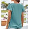 imageGRACE KARIN Womens Summer Dressy Casual Tops Ruffle Short Sleeve V Neck Loose Solid Tunic Blouses 2025 TrendyMint Green