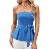 imageGRACE KARIN Tube Tops for Women 2025 Summer Trendy Backless Going Out Tops Waist Tie Peplum Bandeau ShirtsBlue