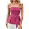 imageGRACE KARIN Tube Tops for Women 2025 Summer Trendy Backless Going Out Tops Waist Tie Peplum Bandeau ShirtsHot Pink
