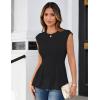 imageGRACE KARIN Womens Cap Sleeve Peplum Tops Crew Neck Elegant Dressy Casual Blouses Sleveeless Business Work ShirtsBlack