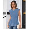 imageGRACE KARIN Womens Cap Sleeve Peplum Tops Crew Neck Elegant Dressy Casual Blouses Sleveeless Business Work ShirtsBlue