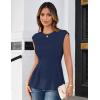 imageGRACE KARIN Womens Cap Sleeve Peplum Tops Crew Neck Elegant Dressy Casual Blouses Sleveeless Business Work ShirtsNavy Blue