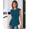 imageGRACE KARIN Womens Cap Sleeve Peplum Tops Crew Neck Elegant Dressy Casual Blouses Sleveeless Business Work ShirtsPeacock Blue