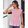 imageGRACE KARIN Womens Cap Sleeve Peplum Tops Crew Neck Elegant Dressy Casual Blouses Sleveeless Business Work ShirtsPink