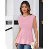 imageGRACE KARIN Womens Cap Sleeve Peplum Tops Crew Neck Elegant Dressy Casual Blouses Sleveeless Business Work ShirtsPink