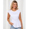 imageGRACE KARIN Womens Cap Sleeve Peplum Tops Crew Neck Elegant Dressy Casual Blouses Sleveeless Business Work ShirtsWhite