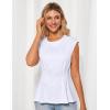 imageGRACE KARIN Womens Cap Sleeve Peplum Tops Crew Neck Elegant Dressy Casual Blouses Sleveeless Business Work ShirtsWhite