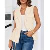 imageGRACE KARIN Womens Sleeveless Wrap Vest Tops Casual V Neck Peplum Dressy Blouse Drawstring Cardigan Outerwear ShirtsApricot