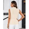 imageGRACE KARIN Womens Sleeveless Wrap Vest Tops Casual V Neck Peplum Dressy Blouse Drawstring Cardigan Outerwear ShirtsApricot