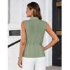 imageGRACE KARIN Womens Sleeveless Wrap Vest Tops Casual V Neck Peplum Dressy Blouse Drawstring Cardigan Outerwear ShirtsGreen