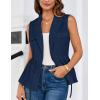 imageGRACE KARIN Womens Sleeveless Wrap Vest Tops Casual V Neck Peplum Dressy Blouse Drawstring Cardigan Outerwear ShirtsNavy Blue