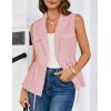 imageGRACE KARIN Womens Sleeveless Wrap Vest Tops Casual V Neck Peplum Dressy Blouse Drawstring Cardigan Outerwear ShirtsPink