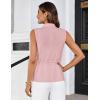 imageGRACE KARIN Womens Sleeveless Wrap Vest Tops Casual V Neck Peplum Dressy Blouse Drawstring Cardigan Outerwear ShirtsPink