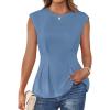 imageGRACE KARIN Womens Cap Sleeve Peplum Tops Crew Neck Elegant Dressy Casual Blouses Sleveeless Business Work ShirtsBlue