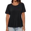 imageGRACE KARIN Womens Short Sleeve T Shirts Trendy Pleated Dressy Casual Scoop Neck Summer Trendy Stretchy Tunic Top Work BlouseBlack