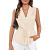 imageGRACE KARIN Womens Sleeveless Wrap Vest Tops Casual V Neck Peplum Dressy Blouse Drawstring Cardigan Outerwear ShirtsApricot
