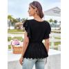 imageGRACE KARIN 2025 Short Sleeve Peplum Tops for Women Casual Summer Tie Wrap VNeck Ruffle Dressy TopsBlack
