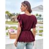 imageGRACE KARIN 2025 Short Sleeve Peplum Tops for Women Casual Summer Tie Wrap VNeck Ruffle Dressy TopsWine Red
