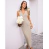 imageGRACE KARIN Womens 2 Piece Skirt Sets V Neck Sleeveless Tops and Slit Ribbed Knit Maxi Skirt 2025 Summer OutfitsApricot