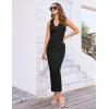 imageGRACE KARIN Womens 2 Piece Skirt Sets V Neck Sleeveless Tops and Slit Ribbed Knit Maxi Skirt 2025 Summer OutfitsBlack