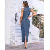imageGRACE KARIN Womens 2 Piece Skirt Sets V Neck Sleeveless Tops and Slit Ribbed Knit Maxi Skirt 2025 Summer OutfitsDark Gray Blue