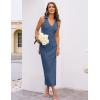 imageGRACE KARIN Womens 2 Piece Skirt Sets V Neck Sleeveless Tops and Slit Ribbed Knit Maxi Skirt 2025 Summer OutfitsDark Gray Blue