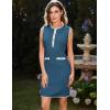 imageGRACE KARIN Womens 2025 Summer Sleeveless Mini Dresses Button Crew Neck Contrast Elegant Sweater Tank DressDeep Lake Blue