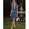 imageGRACE KARIN Womens 2025 Summer Sleeveless Mini Dresses Button Crew Neck Contrast Elegant Sweater Tank DressDeep Lake Blue