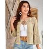 imageGRACE KARIN Womens 34 Sleeve Cropped Cardigan Summer Tie Open Front Corchet Knit Lightweight Bolero Shrug SweatersBeige