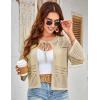 imageGRACE KARIN Womens 34 Sleeve Cropped Cardigan Summer Tie Open Front Corchet Knit Lightweight Bolero Shrug SweatersBeige