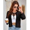 imageGRACE KARIN Womens 34 Sleeve Cropped Cardigan Summer Tie Open Front Corchet Knit Lightweight Bolero Shrug SweatersBlack