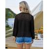 imageGRACE KARIN Womens 34 Sleeve Cropped Cardigan Summer Tie Open Front Corchet Knit Lightweight Bolero Shrug SweatersBlack