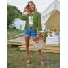 imageGRACE KARIN Womens 34 Sleeve Cropped Cardigan Summer Tie Open Front Corchet Knit Lightweight Bolero Shrug SweatersGreen