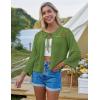 imageGRACE KARIN Womens 34 Sleeve Cropped Cardigan Summer Tie Open Front Corchet Knit Lightweight Bolero Shrug SweatersGreen