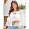 imageGRACE KARIN Womens 34 Sleeve Cropped Cardigan Summer Tie Open Front Corchet Knit Lightweight Bolero Shrug SweatersIvory