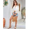 imageGRACE KARIN Womens 34 Sleeve Cropped Cardigan Summer Tie Open Front Corchet Knit Lightweight Bolero Shrug SweatersIvory